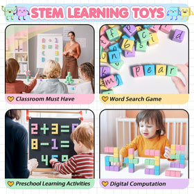 Apluses colorful construction cubes encourage creativity and fine motor development.