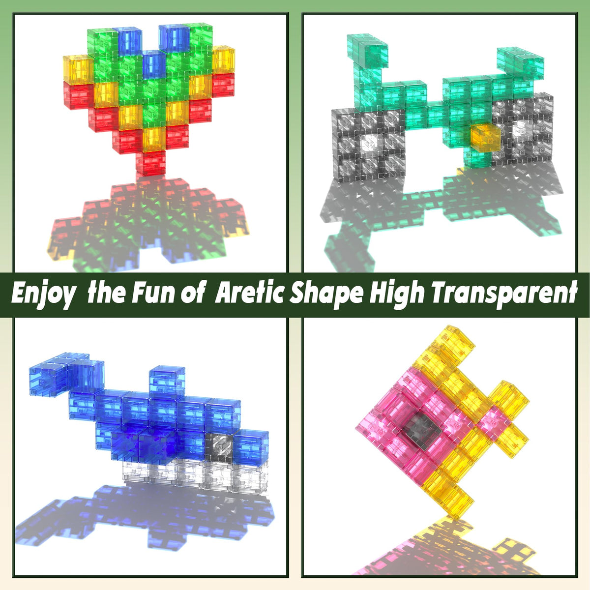 Apluses magnetic blocks with a creative manual guiding diverse building shapes