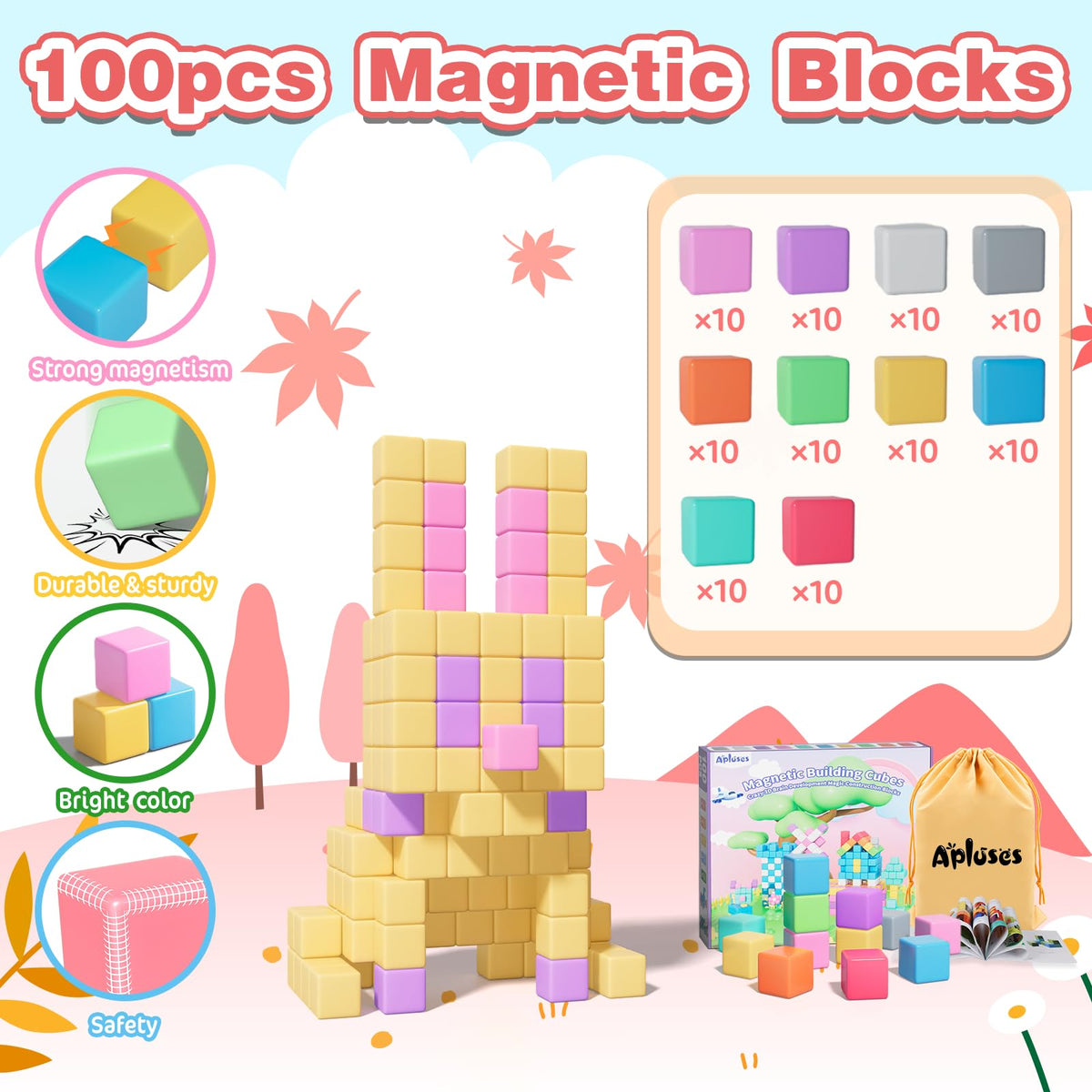 Kids building with Apluses magnetic cubes encourages collaborative, imaginative play