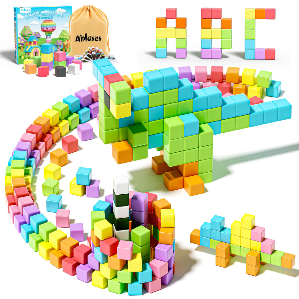 Apluses magnetic blocks with storage bag encourage organized, creative play.