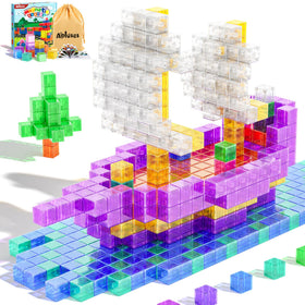 Apluses transparent rainbow magnetic cubes set for visual interest and STEM play