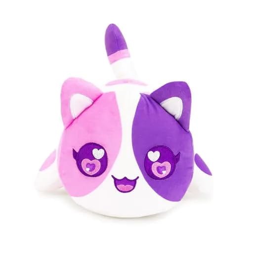 Aplushuman Violet White Cat Plush full body view, ideal for display and gifting.