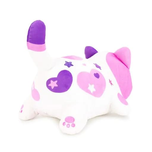 Aplushuman Violet White Cat Plush soft texture close-up, inviting cozy snuggles.