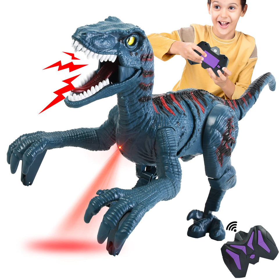 APOBATK large remote velociraptor toy with walking motion for imaginative play.