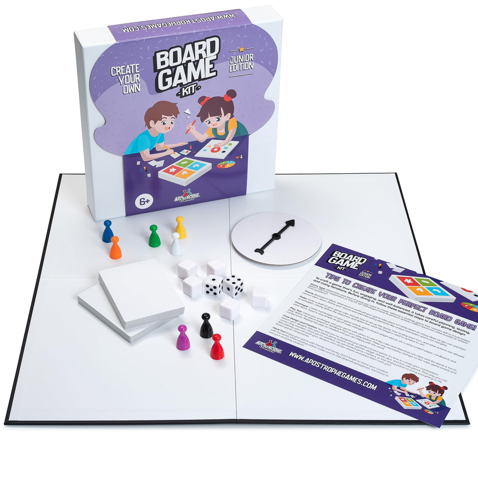 Apostrophe Games Create Your Own Board Game Kit blank board for customizable gameplay ideas.