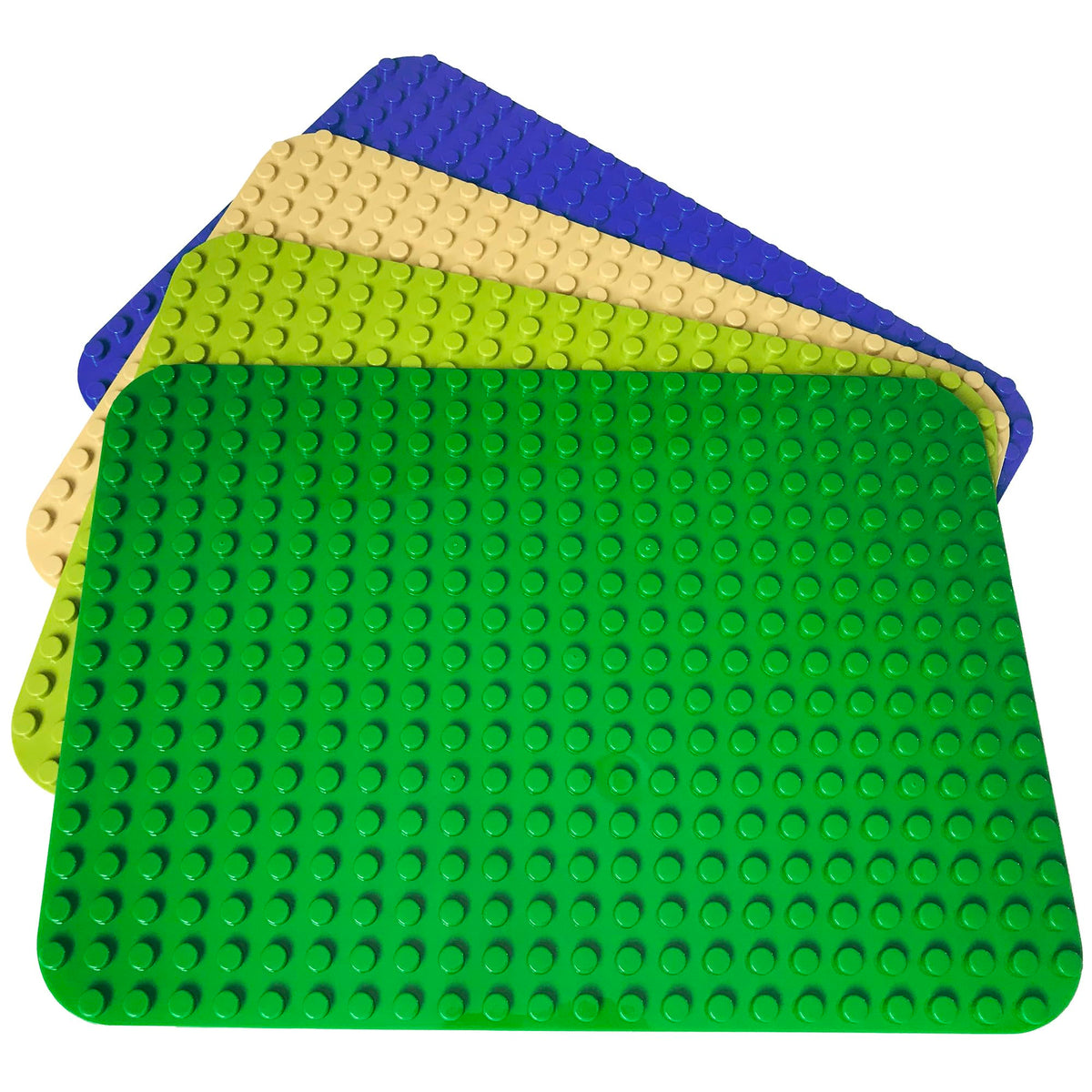 Apostrophe Games green base plate compatible with large bricks for sturdy play.