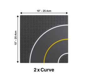Apostrophe Games Road Base Plate Gray crossroad piece supports complex traffic patterns.