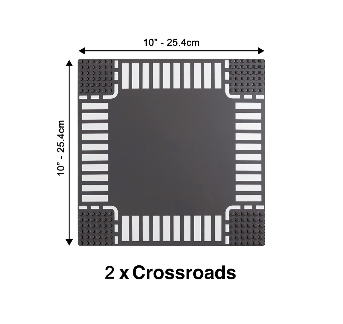 Apostrophe Games Road Base Plate Gray crossroad piece ideal for dynamic intersections.
