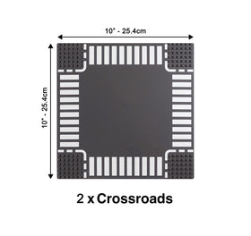 Apostrophe Games Road Base Plate Gray crossroad piece ideal for dynamic intersections.