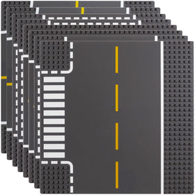 Apostrophe Games Road Base Plate Gray T-junction piece helps build scalable street networks.
