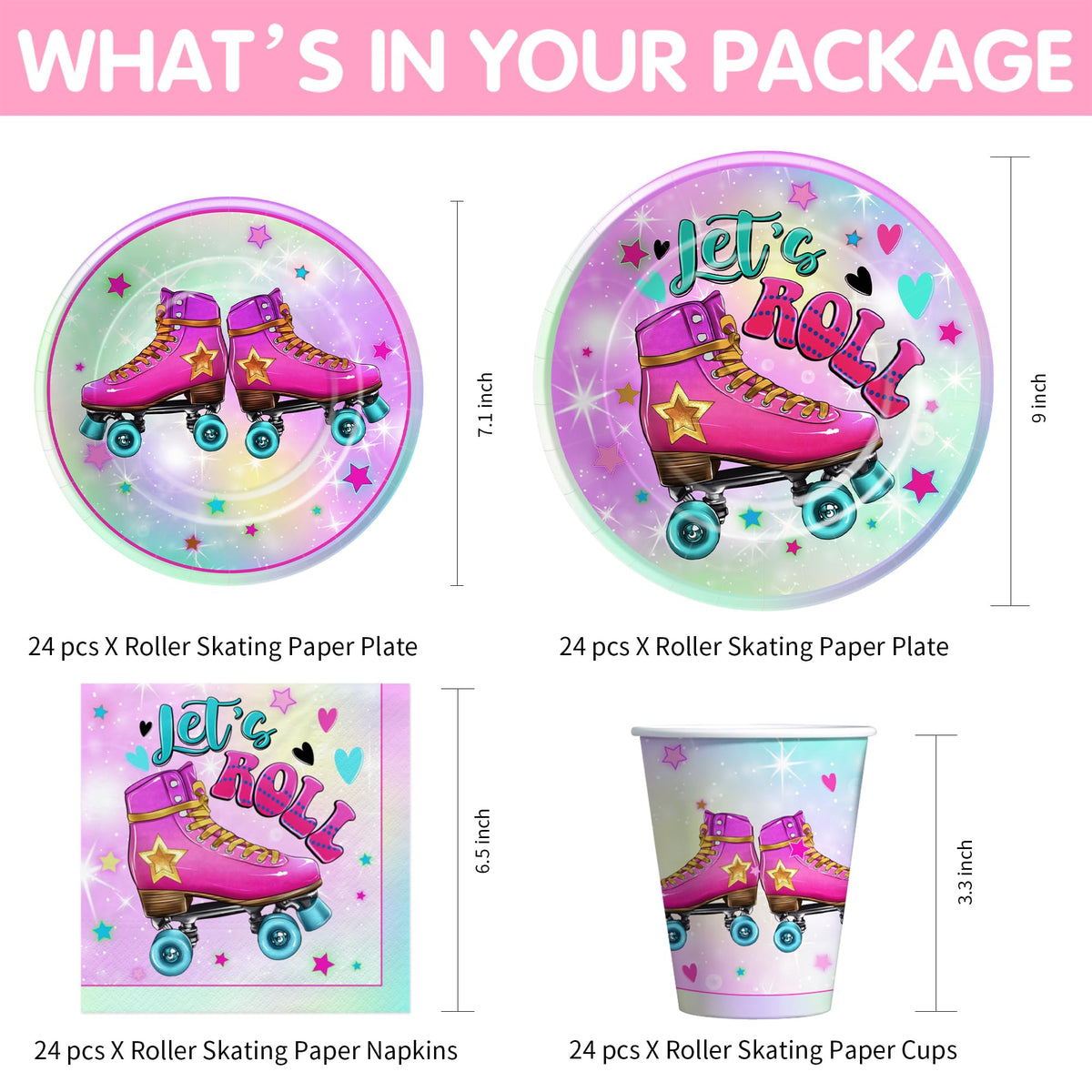 APOWBLS roller skating dessert plates showcase vibrant accents for tasty treats.