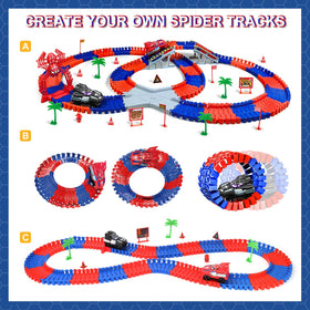 Appoft Spider Hero track bridges and signs feature sturdy, colorful pieces for durable building play.