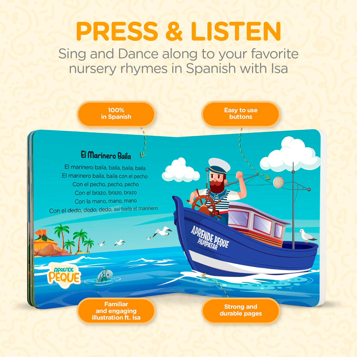 Aprende Peque bright illustrations featuring Isa captivate toddlers during songs