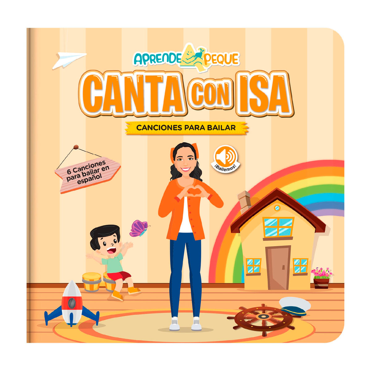 Aprende Peque Dance and Play book cover featuring Isa for Spanish storytelling