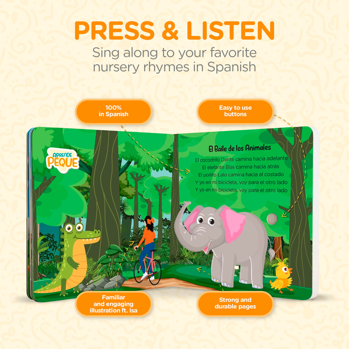 Durable board book with rounded corners for little hands and safe exploration.