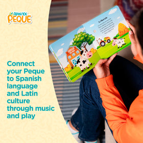 Six beloved songs support singing, rhythm, and early vocabulary in Spanish.