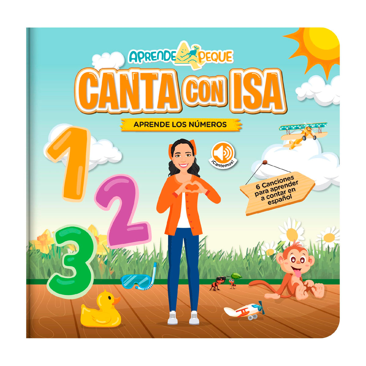 Aprende Peque Musical Counting Book cover featuring Isa inviting early numbers practice.