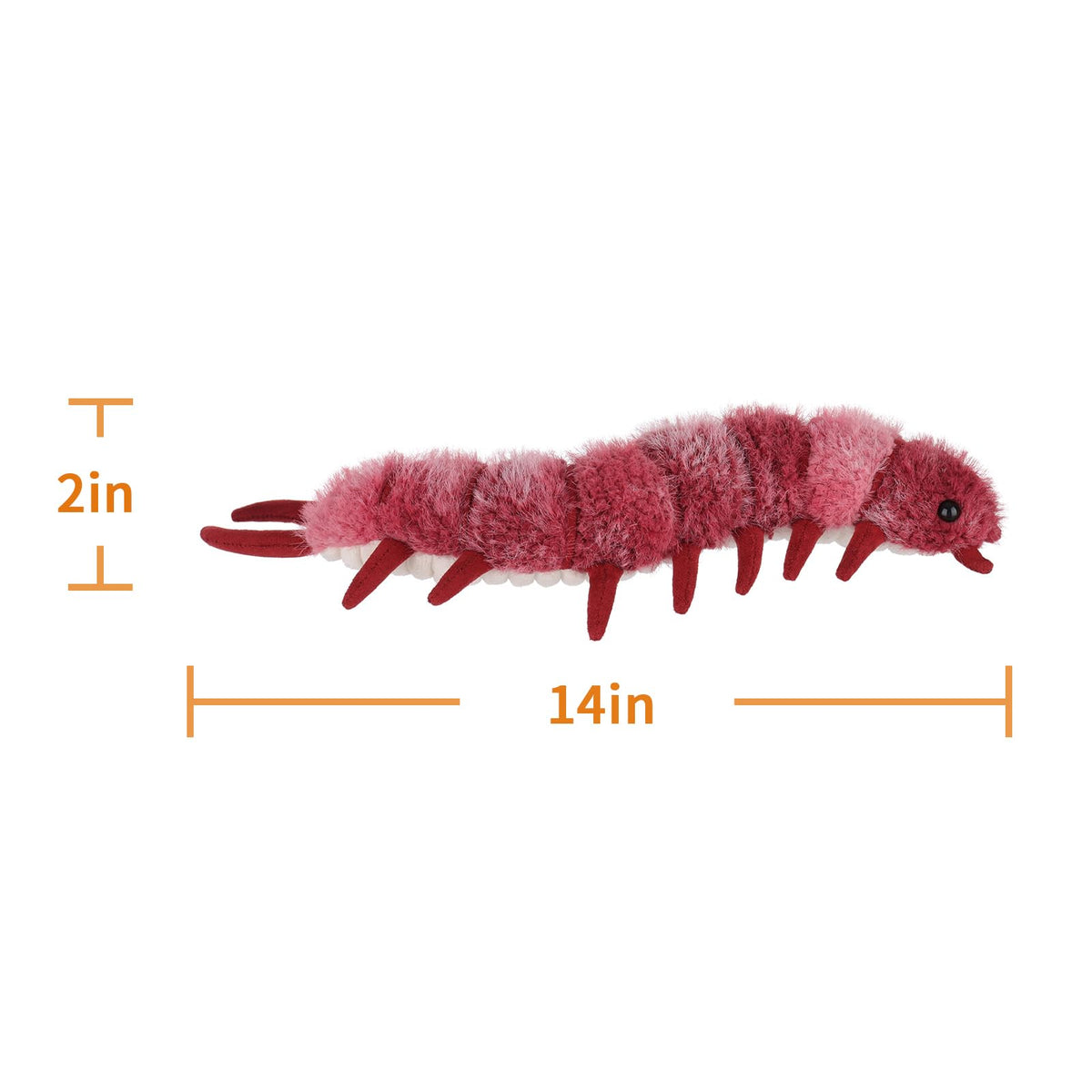 Apricot Lamb soft centipede plush stays durable with gentle spot cleaning.