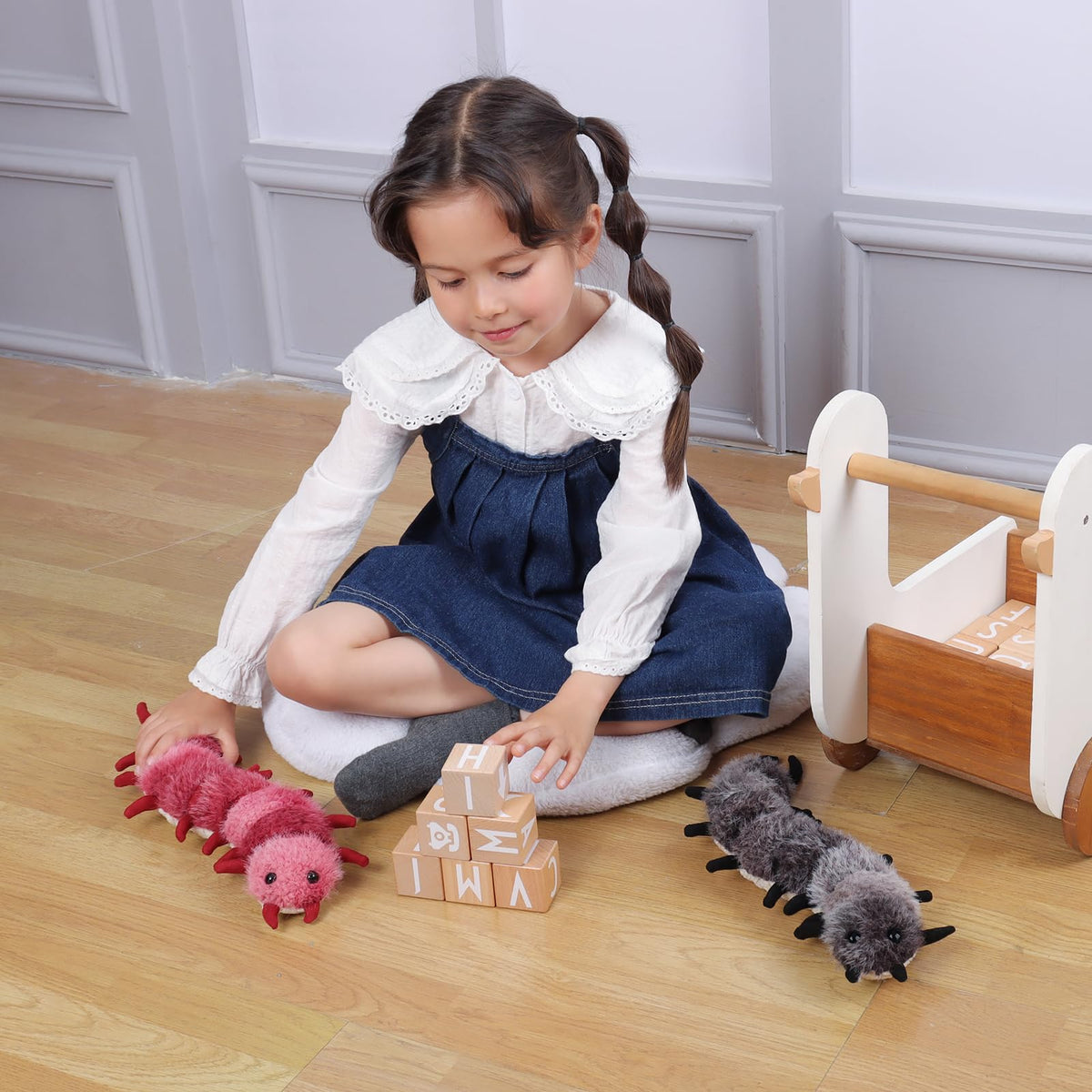 Apricot Lamb plush features easy-clean care after outdoor play.