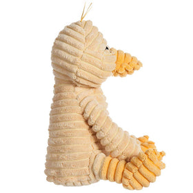 Apricot Lamb corduroy duck plush, soft fabric, decorative accent on bed or shelf.
