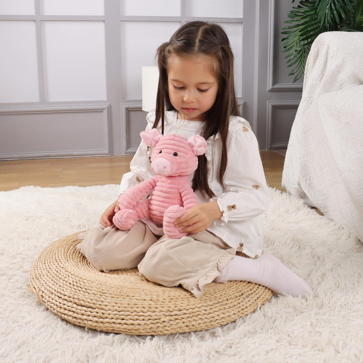 Apricot Lamb corduroy pig 9in nursery decor adds warm charm.