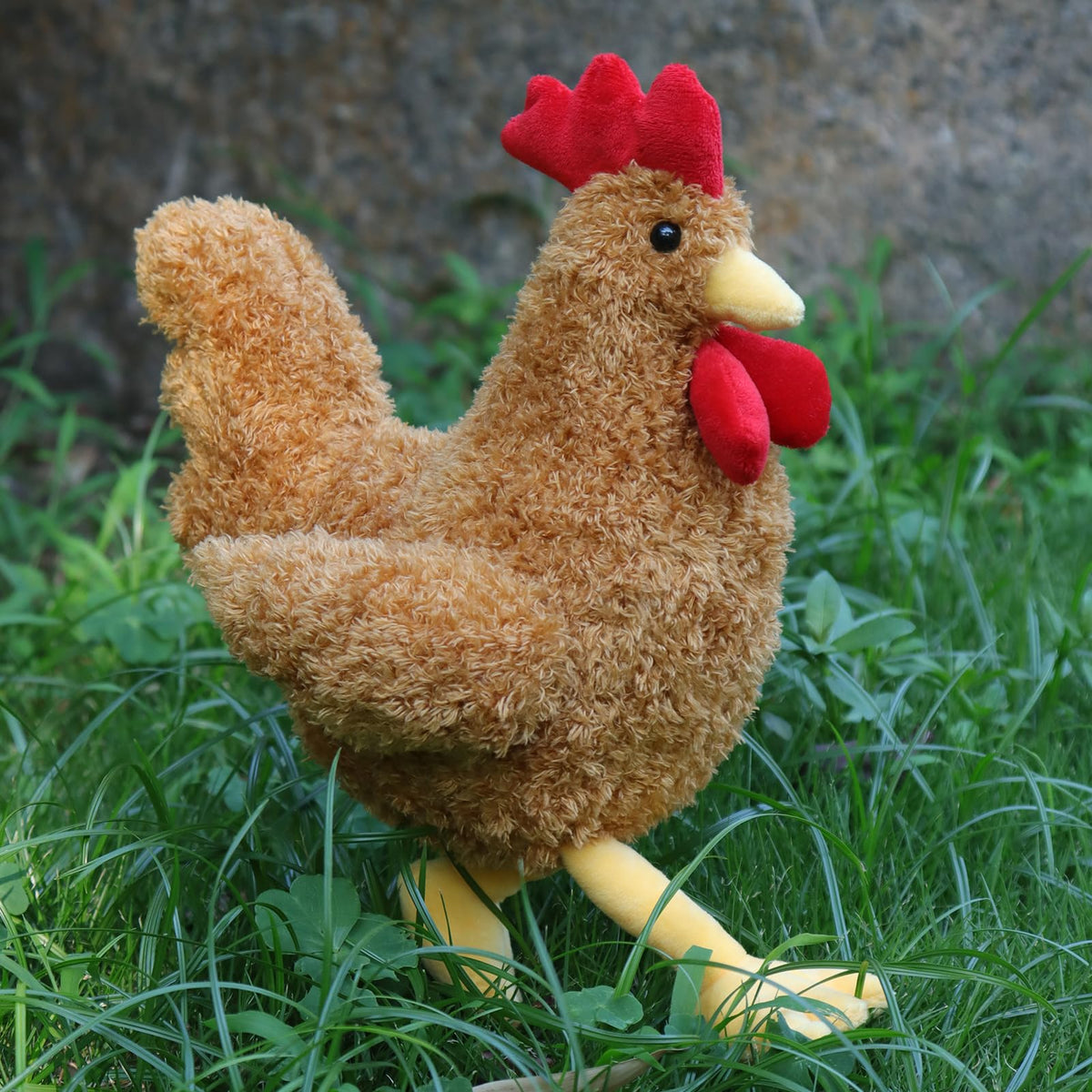 Apricot Lamb Ginger Rooster plush camping buddy, great for outings