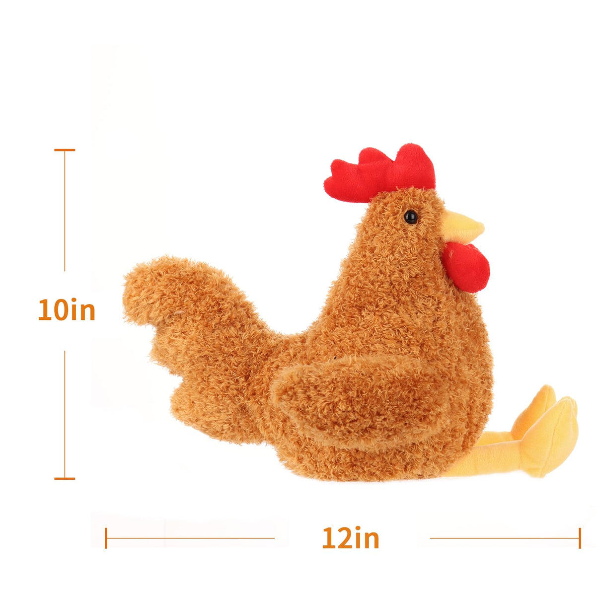 Apricot Lamb Ginger Rooster plush decorative display on shelves