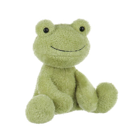 Apricot Lamb green frog size nine inches demonstrates a portable cuddle buddy.