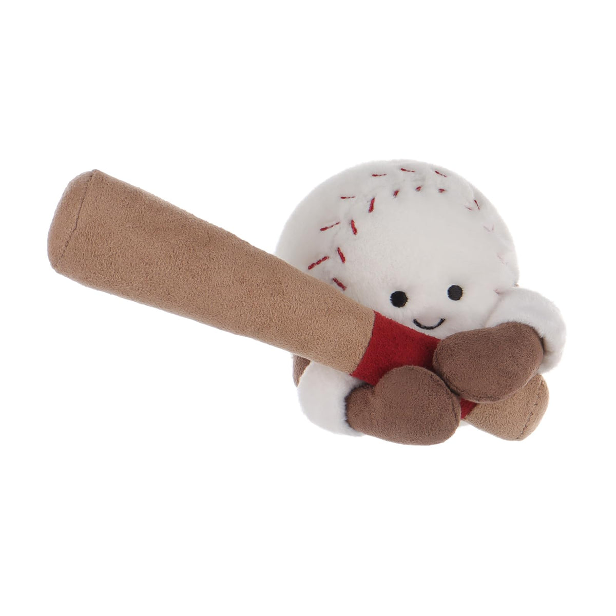 Apricot Lamb Happy Baseball close-up, showing premium handmade stitching and texture.