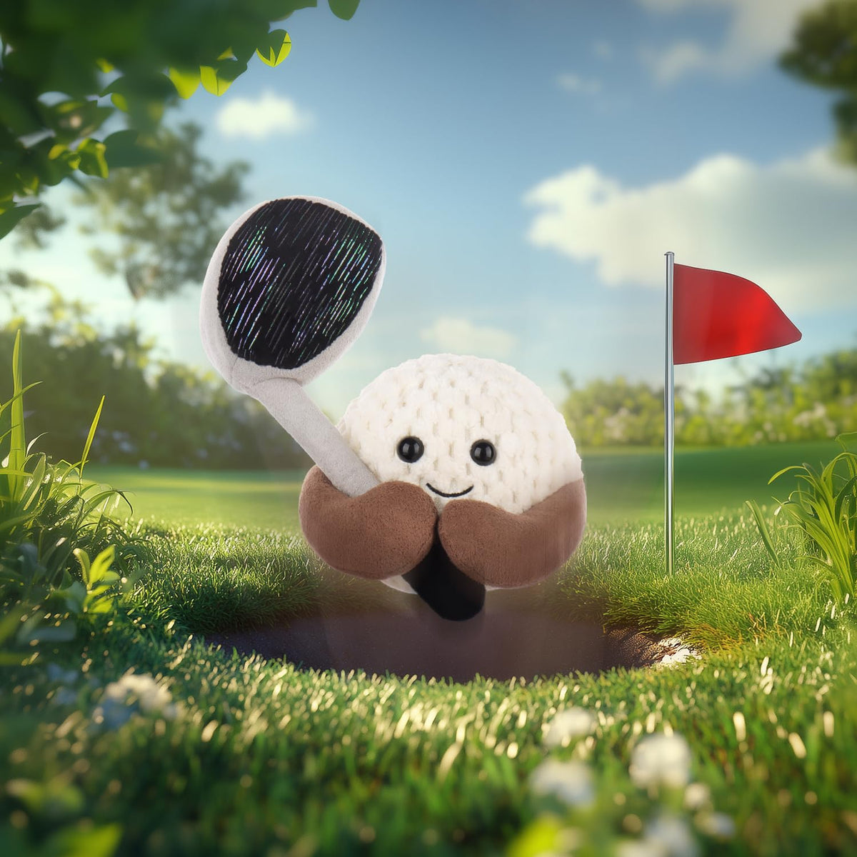 Apricot Lamb Happy Golf 5-inch size ideal for hugs and travel.