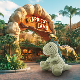 Apricot Lamb Matcha Dino plush fabric close-up; ultra-soft surface for cuddling