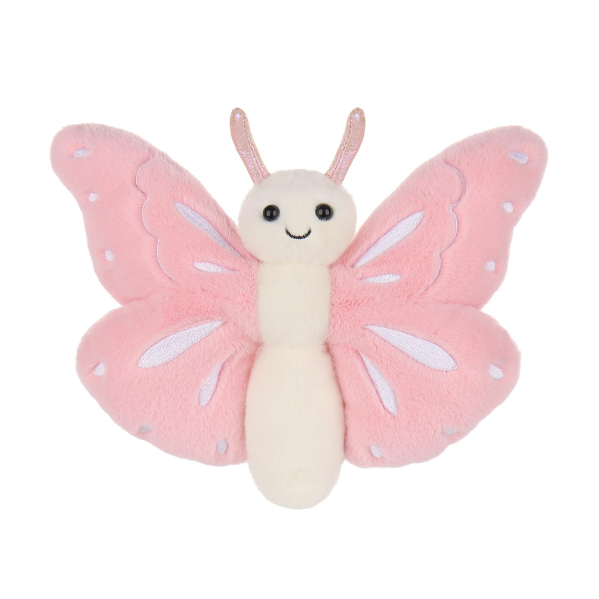 Apricot Lamb Pink Butterfly plush, front view, ideal cuddly toy for bedtime and play