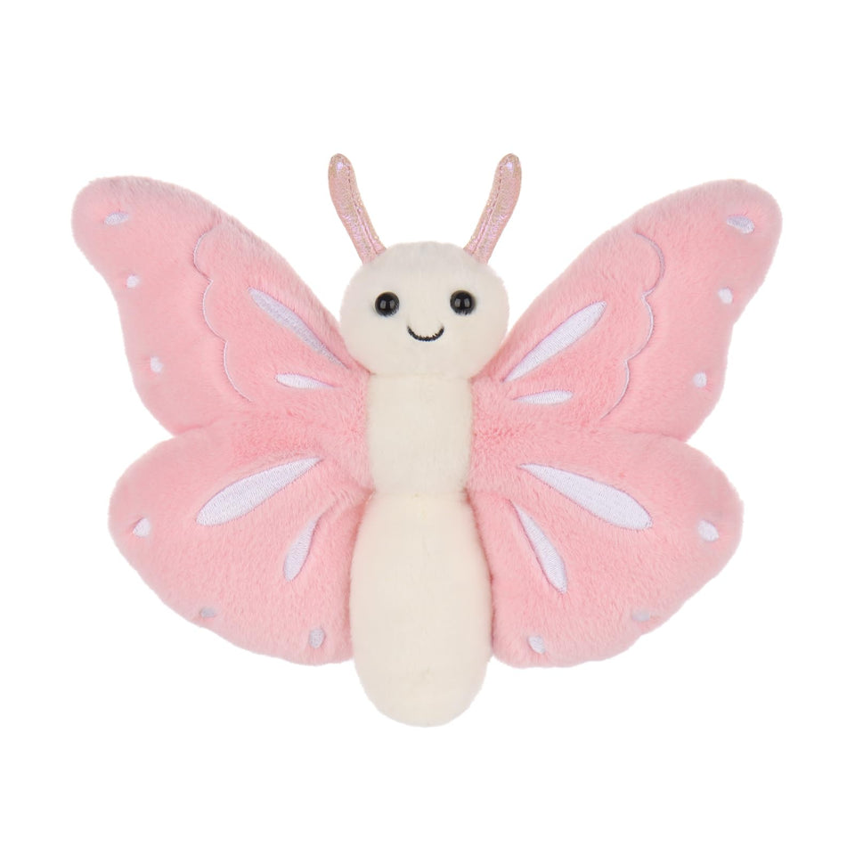 Apricot Lamb Pink Butterfly plush, front view, ideal cuddly toy for bedtime and play