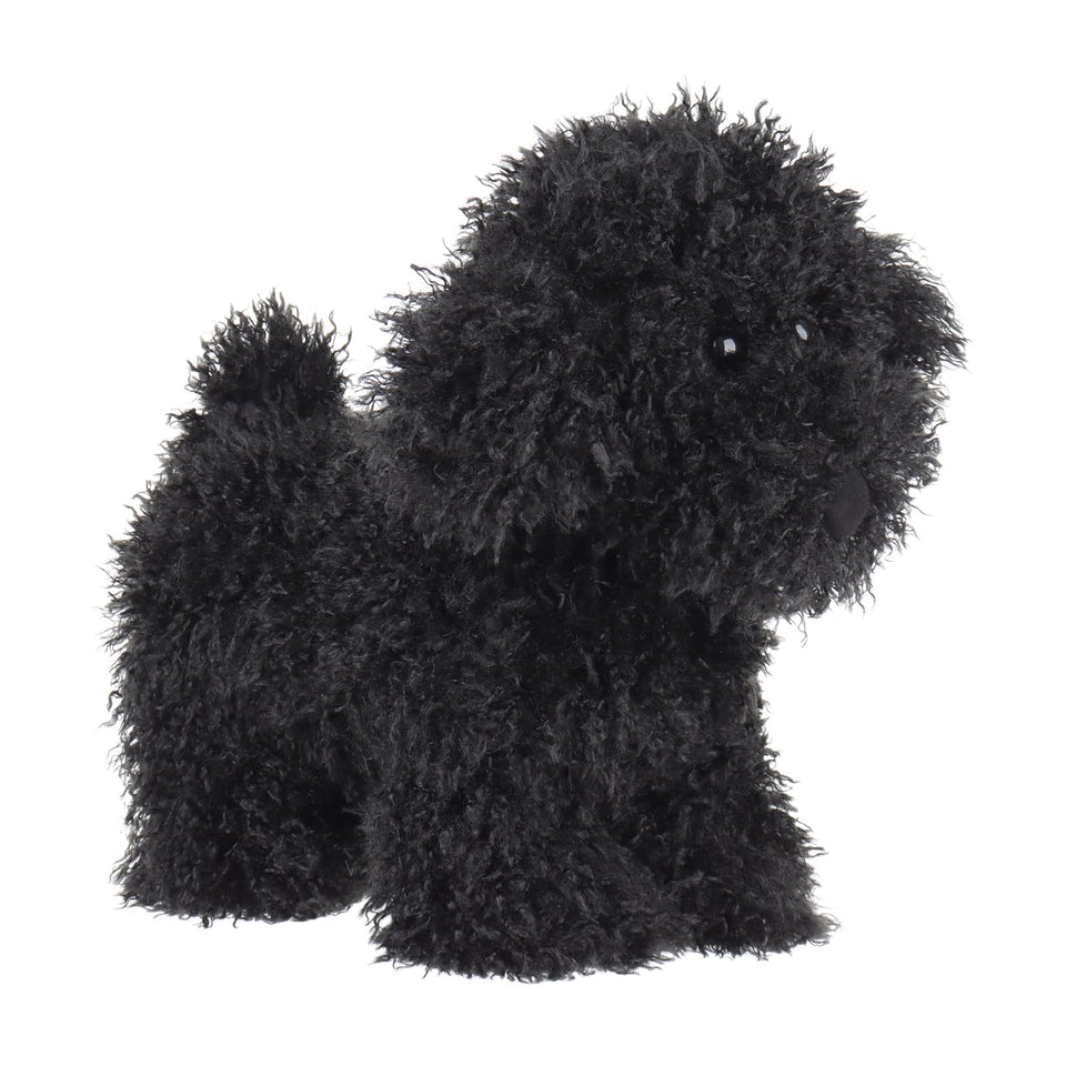 Apricot Lamb plush black poodle, 8-3 inches, ideal for hugging and playtime.
