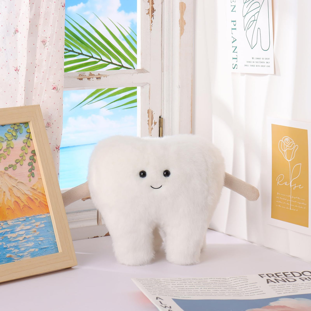 Apricot Lamb plush tooth fabric detail highlights premium materials for gentle play.