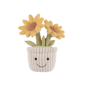 Apricot Lamb potted sunflower plush 9in, perfect for cozy hugs and imaginative play.