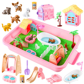 Aprilwolf 21-pcs pet sensory bin for imaginative play and fine motor skills.