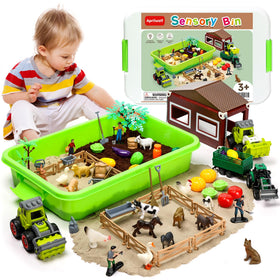 Aprilwolf farm sensory bin set with sand for imaginative indoor play