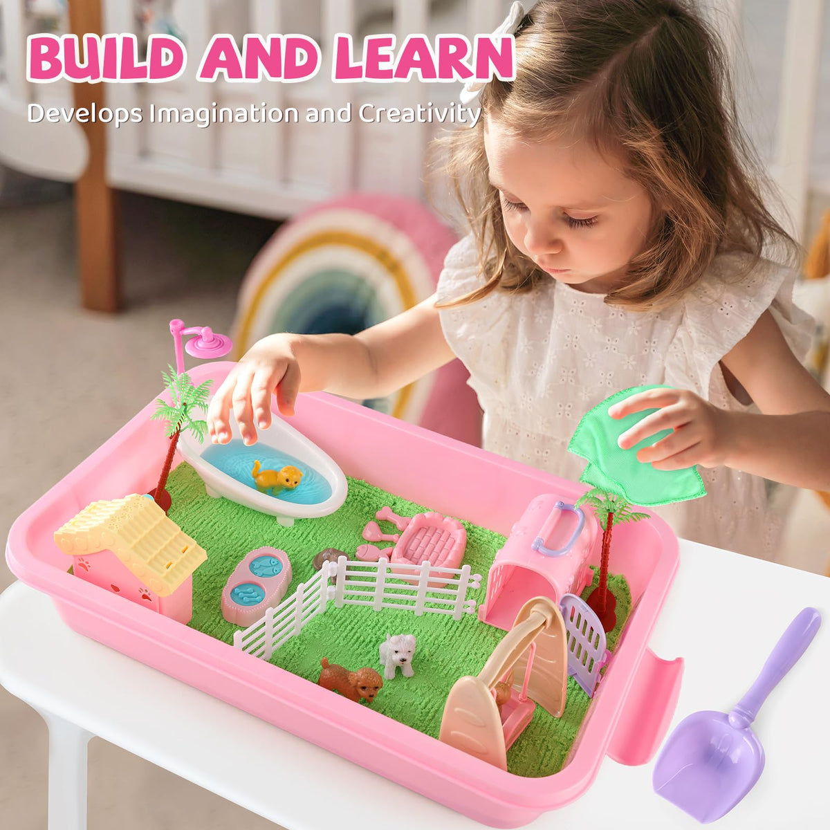Aprilwolf sensory bin with lid enables tidy storage and easy cleanup.
