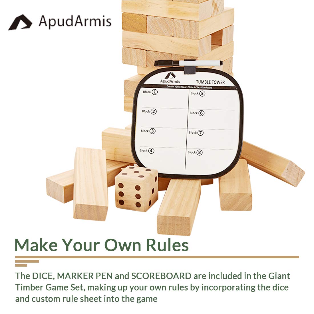 ApudArmis dice included to customize rules and add variety.