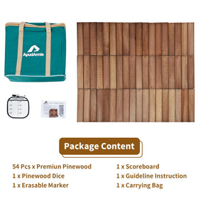 ApudArmis sturdy pinewood blocks resist casual wear for repeated games.