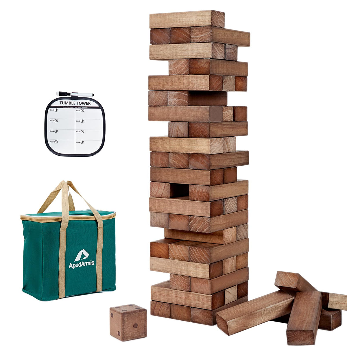 ApudArmis tumble timber 3.2ft setup shown for backyard family play.