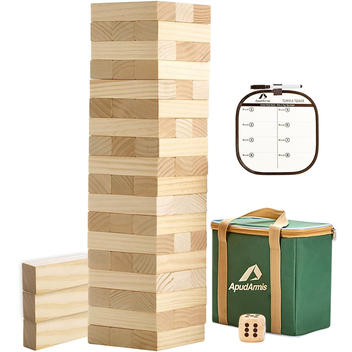 ApudArmis tumble timber blocks for family game night.