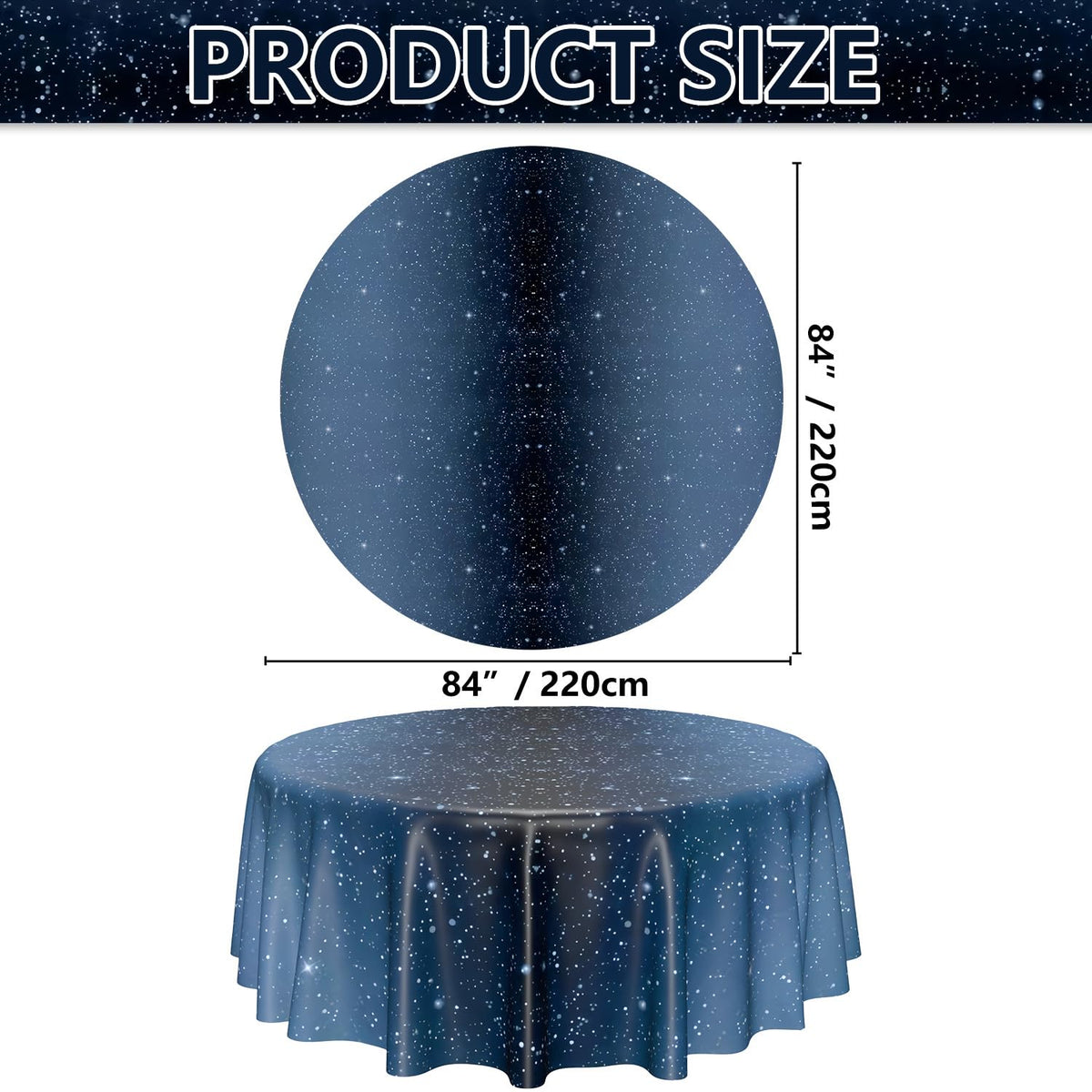 APUXXJUPA deep blue space background tablecloth adds night sky vibe.
