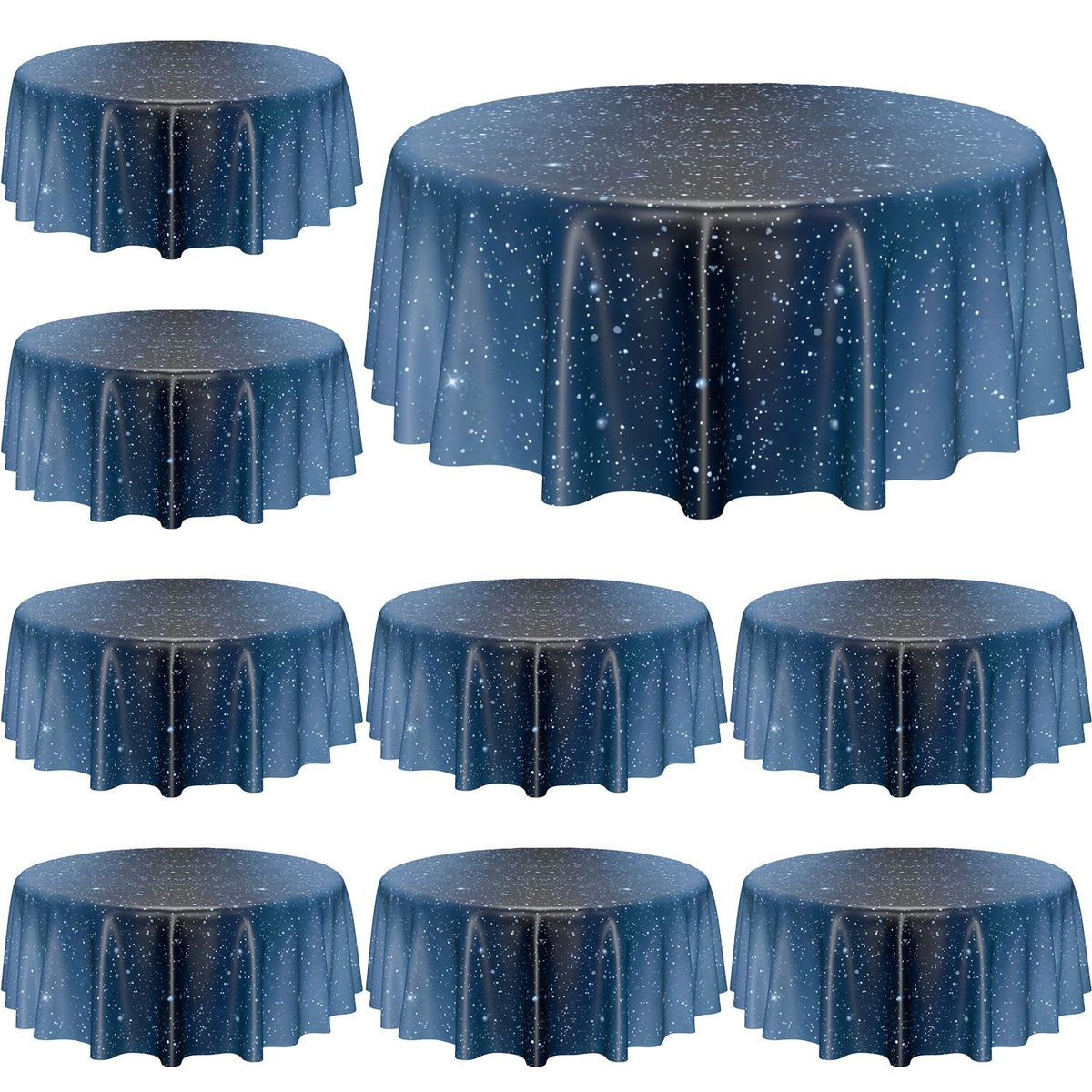 APUXXJUPA galaxy tablecloth pack with nine covers for space-themed party setup.