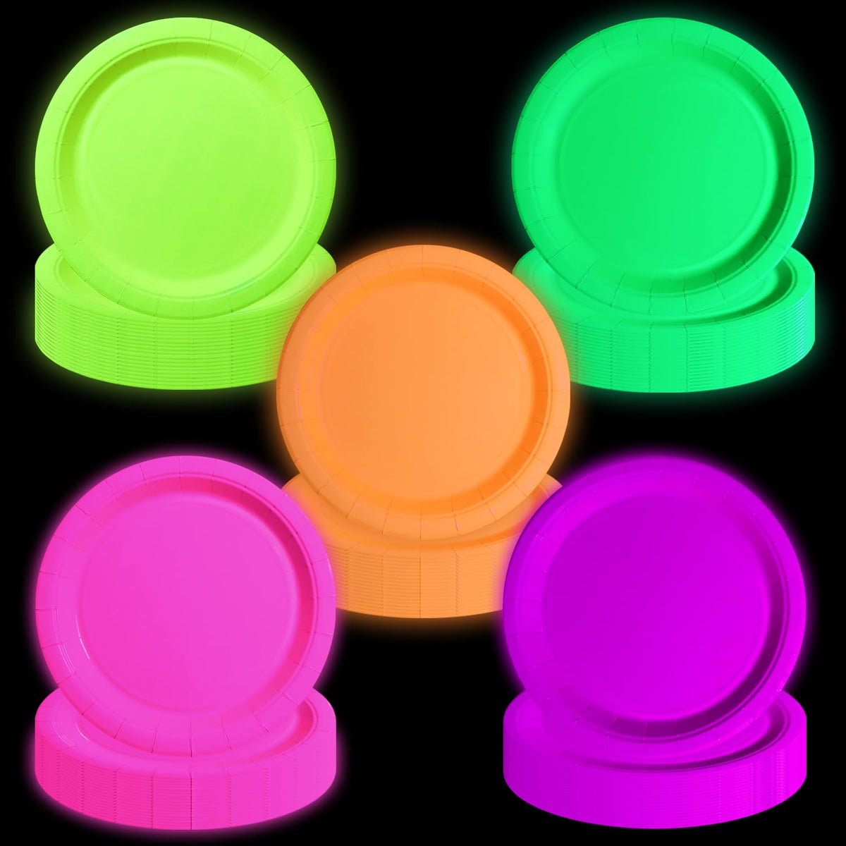 APUXXJUPA neon green glow plates glow under UV light for vibrant party decor