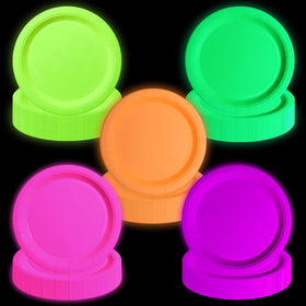 APUXXJUPA neon green glow plates glow under UV light for vibrant party decor