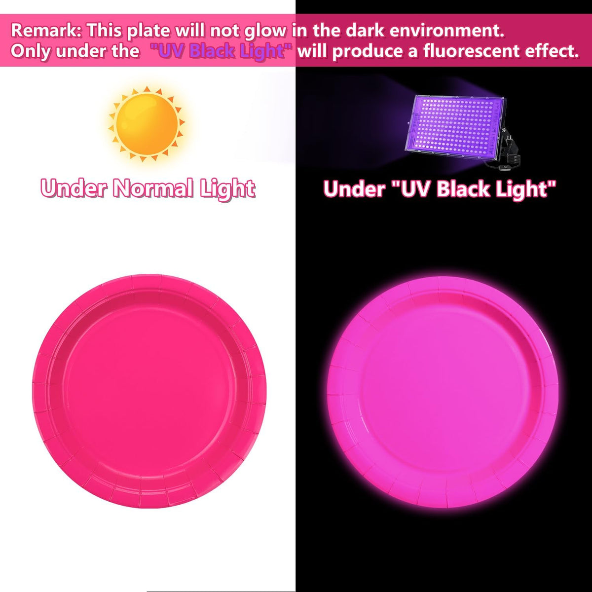 APUXXJUPA yellow neon plates glow under blacklight for a high-energy vibe