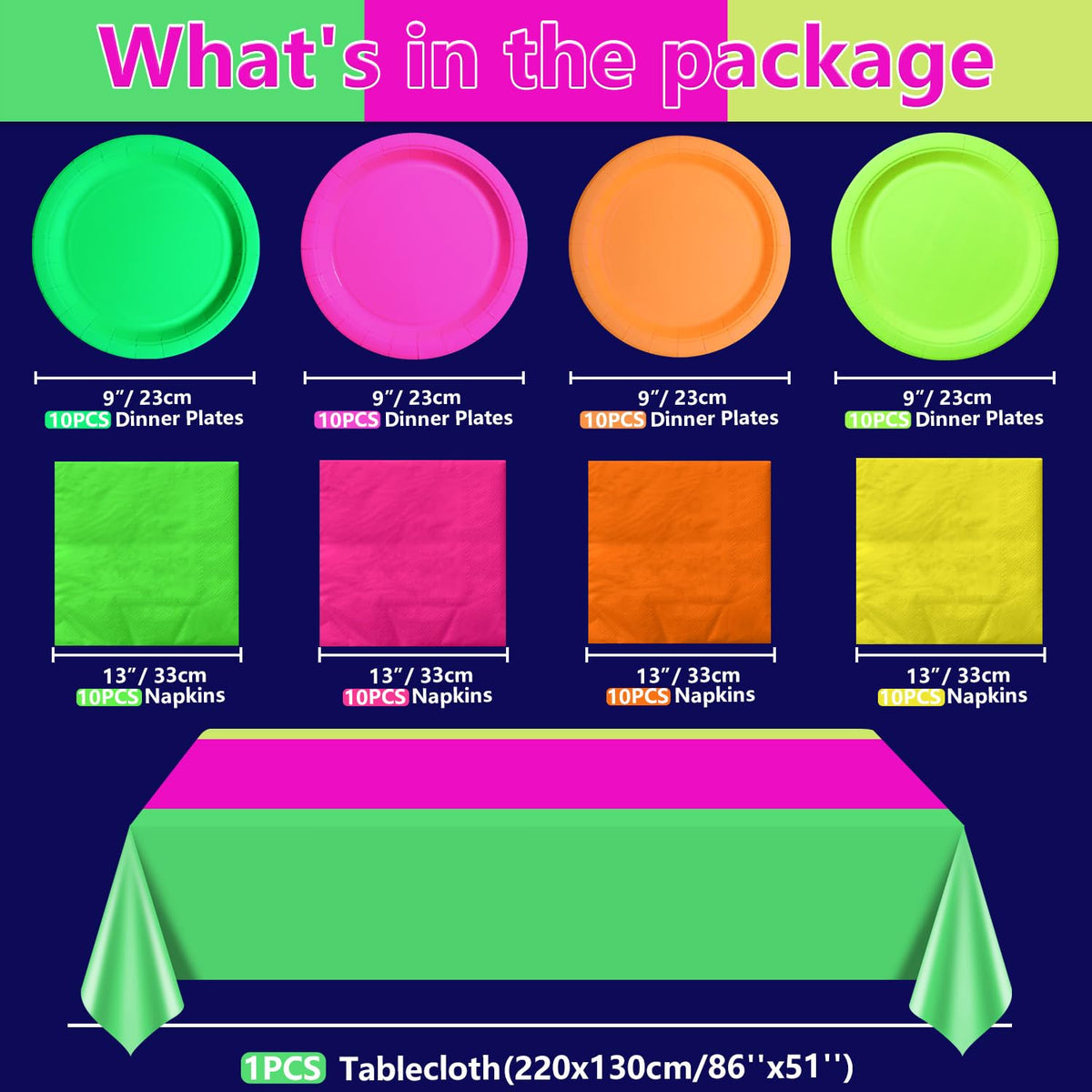 APUXXJUPA fluorescent napkins 13x13in absorb spills with flair