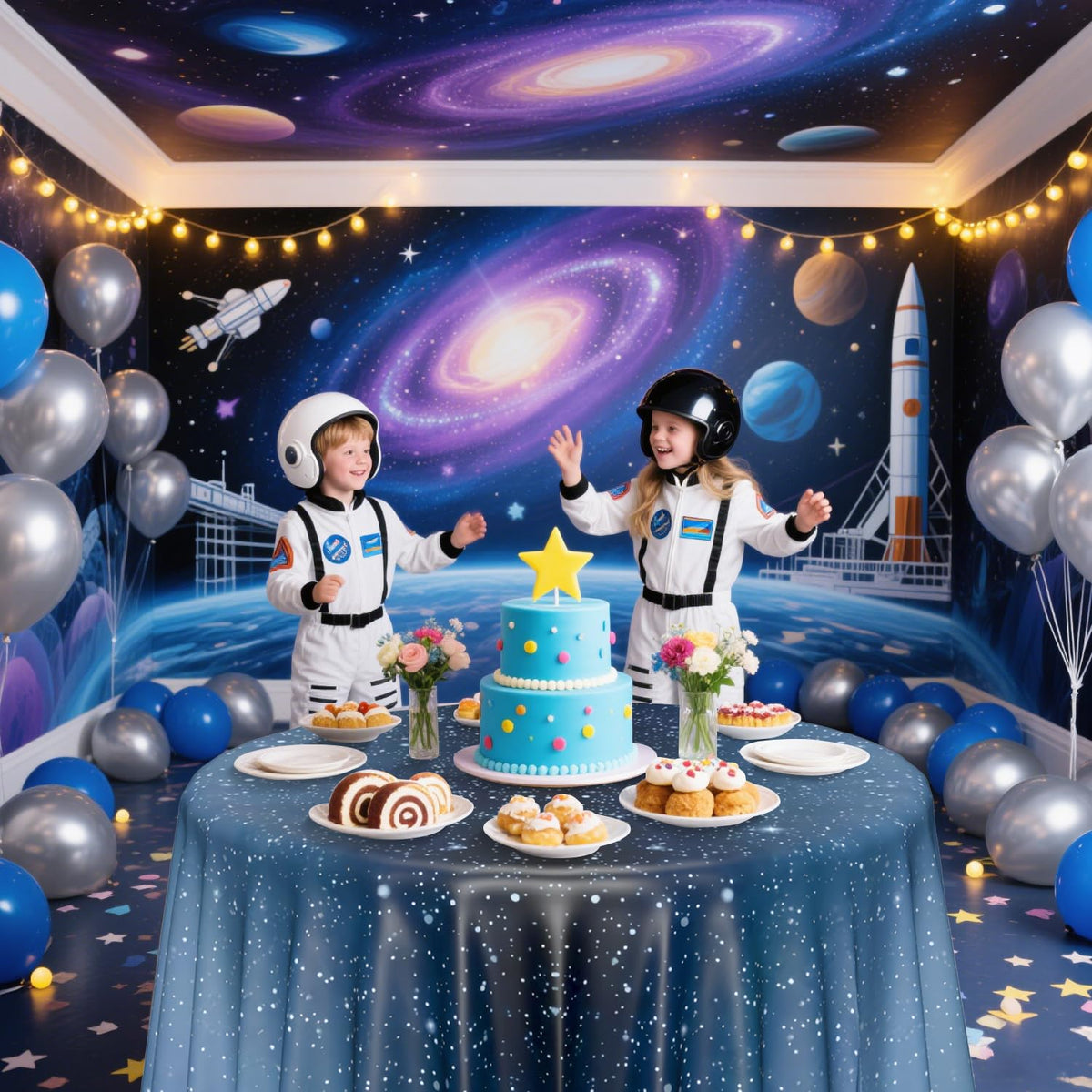 APUXXJUPA space tablecloth ready for quick cleanup after celebrations.